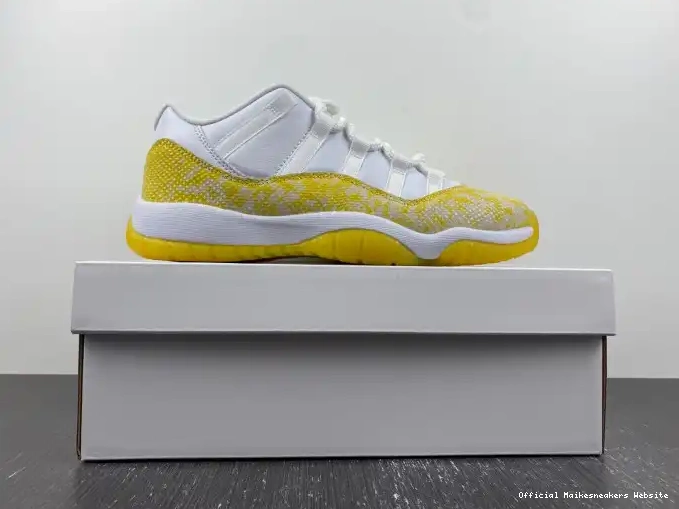 Official Maikesneakers AH7860-107 11 WMNS Low Air Snakeskin Yellow Jordan 0402